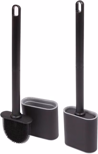 Harbour Housewares Wall-Mounted Toilet Brush and Holder Set, Pack of 2, Black – 9