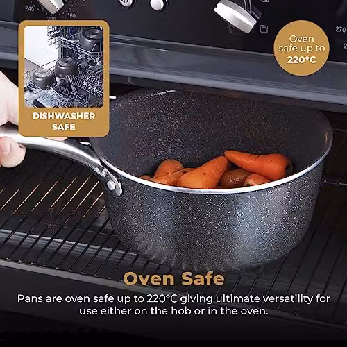 Tower Cerastone Pro 20cm Aluminium Saucepan with Glass Lid, Grey and Multicolour – 7