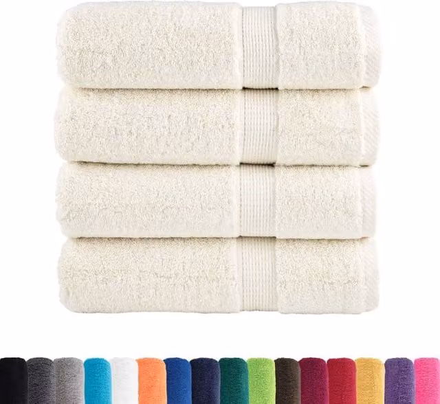 Berkfield Home SOLUND Premium Cotton Terry Shower Towels, 4 Pack, Beige, W: 70 cm, L: 140 cm, 600 gsm