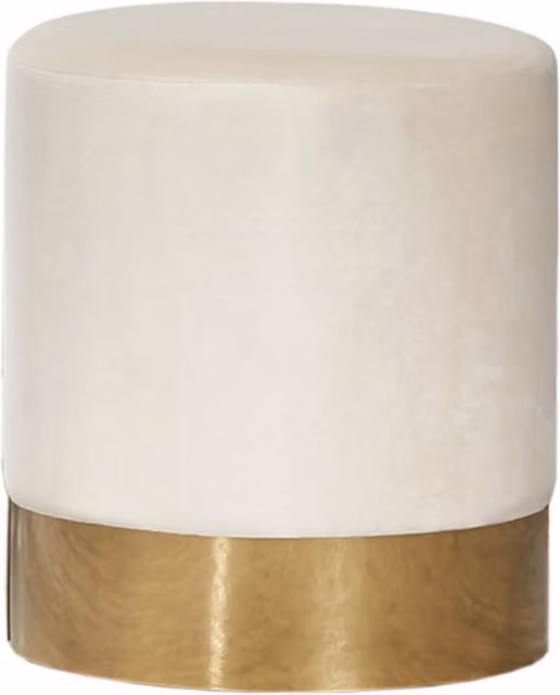 Life Interiors Modern Cylindrical Velvet Pouffe in White