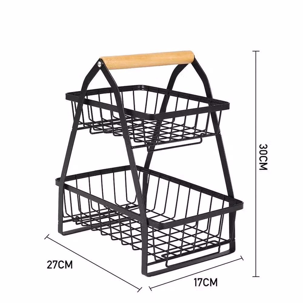 VOGREX Detachable Fruit and Vegetable Storage Rack Basket Organiser in Black Metal – 2