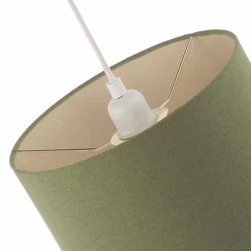 Happy Homewares Green Linen Fabric Cylinder Pendant Lamp Shade with Gold Metal Ring, W/D/H: 20 x 20 x 25 cm – 2