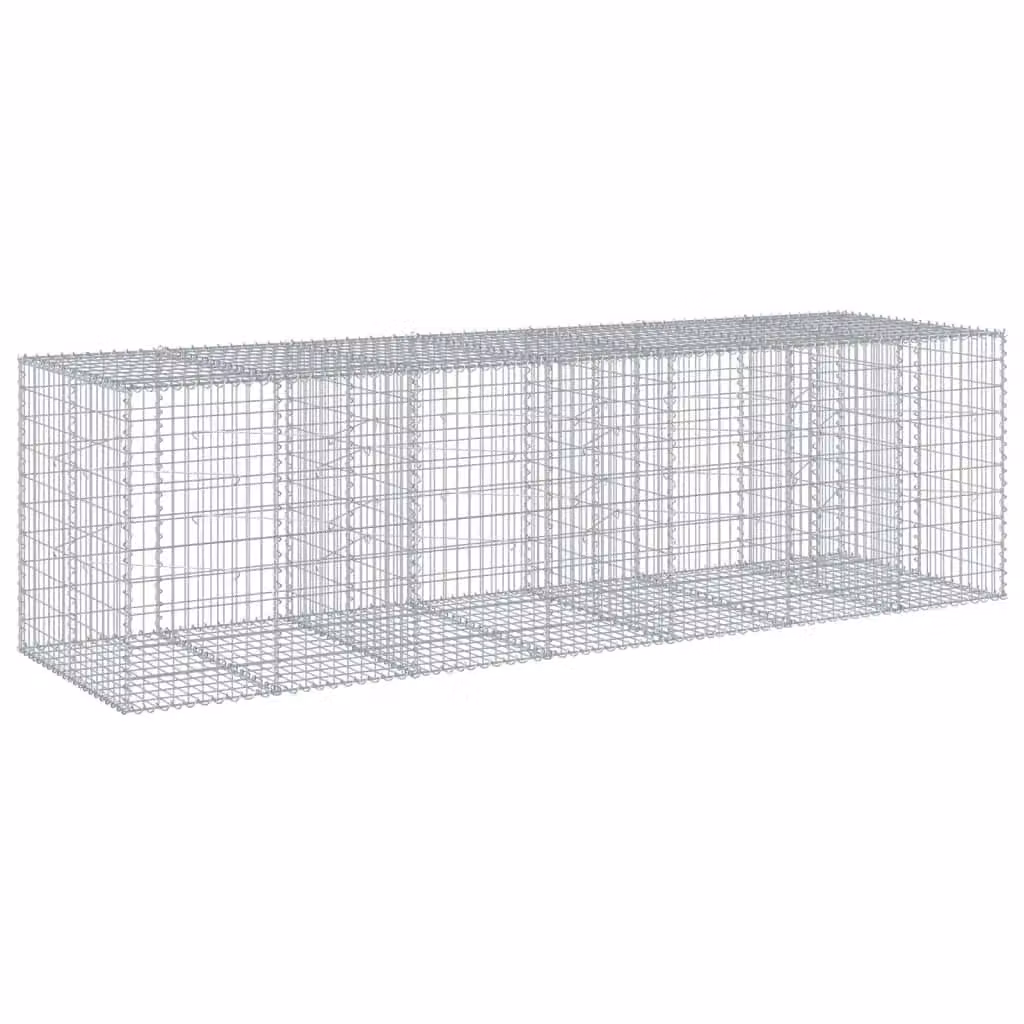 Berkfield Home Silver Galvanised Steel Gabion Basket with Cover, W/D/H: 350 x 100 x 100 cm – 2