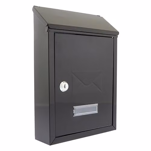 Burg-Wächter MB09BK Avon Rear Entry Wall Mounted Galvanised Steel Lockable Weatherproof Post Box, Black, W: 21 cm, H: 30 cm, D: 6.5 cm