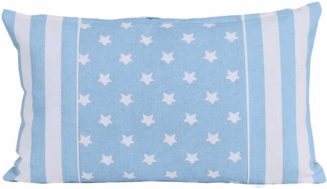 Homescapes Blue Cotton Striped Star Cushion Cover, W/D/H: 50 x 50 x 1 cm