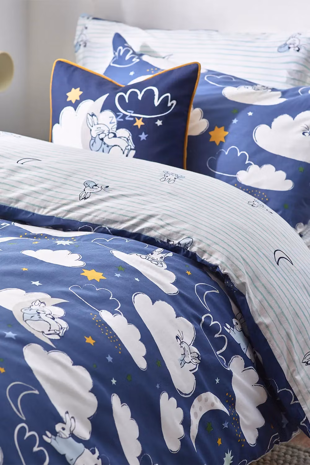 Riva Home Peter Rabbit Reversible Striped Polycotton Childrens Duvet Cover Set in Blue, W/H: 135 x 200 cm – 2