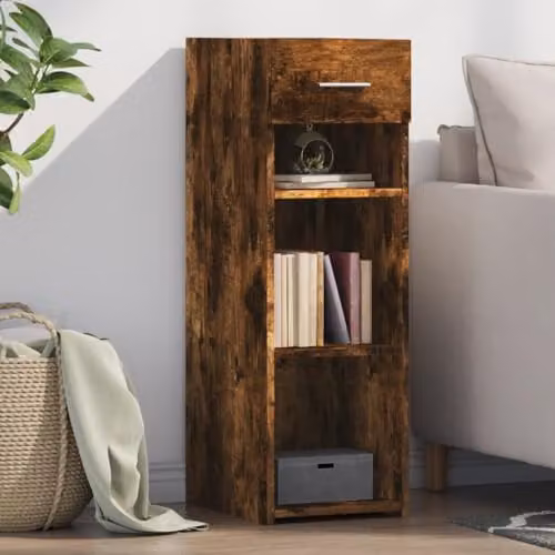 vidaXL Modern Sideboard in Smoked Oak, Brown Engineered Wood, W/D/H: 30 x 42.5 x 93 cm – 2