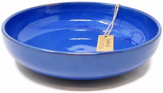 Verano Spanish Ceramics Selena Glazed Hand Dipped Blue Ceramic Serving Bowl, Diameter: 27 cm – 1