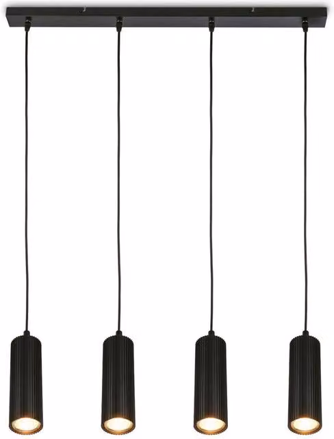 Briloner Black Modern 4 Light Height Adjustable Pendant Light for GU10 Bulbs, W/D/H: 76 x 76 x 120 cm – 1