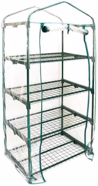 KDMD 4 Tier Mini Greenhouse with Transparent Waterproof UV Resistant PVC Cover in Green