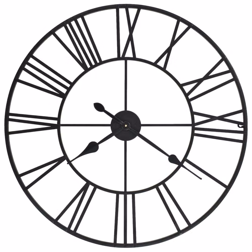 Berkfield Home Vintage Round Metal Wall Clock with Quartz Movement, Black, Diameter: 80 cm – 2