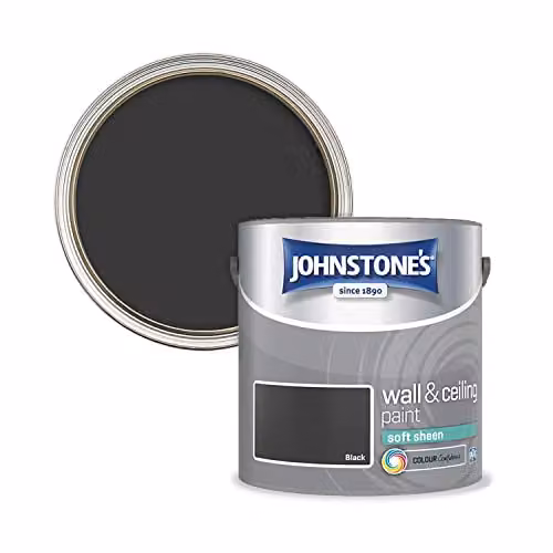 Johnstone's Soft Sheen Wall and Ceiling Paint, Black, 2.5L – 2
