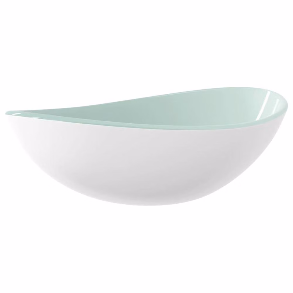 Berkfield Home White Tempered Glass Basin W: 54.5 cm, D: 35 cm, H: 15.5 cm – 2