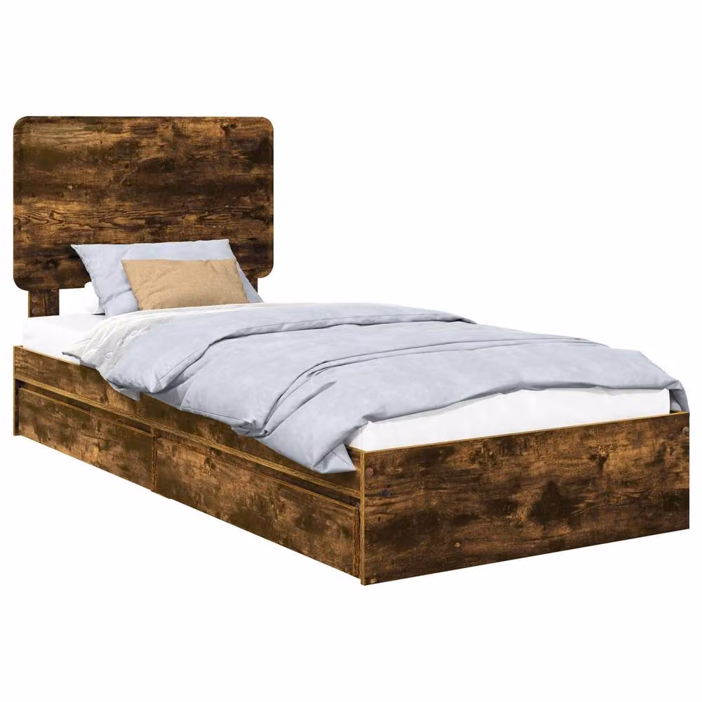Berkfield Home Modern Storage Bed with Drawers in Smoked Oak Brown, W: 90 cm, L: 200 cm – 2