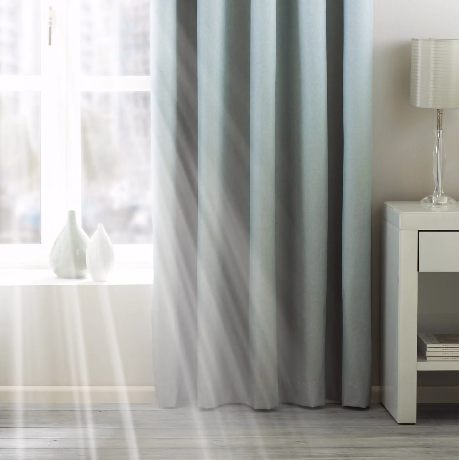 Essentials Twilight Thermal Blackout Eyelet Curtains in Blue, Width: 229 cm, Drop: 229 cm – 3
