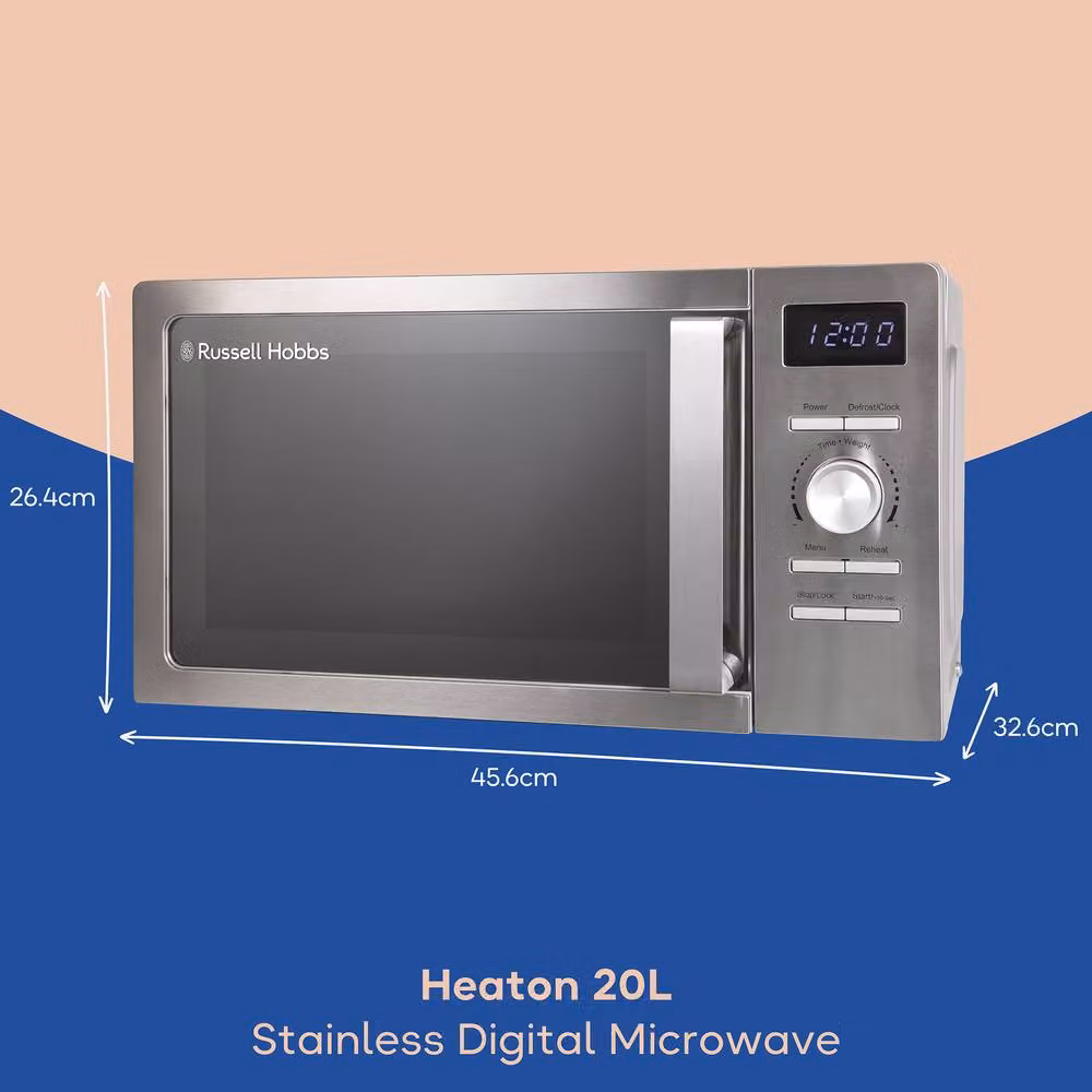 Russell Hobbs RHMD828SS Digital Solo Microwave in Stainless Steel Silver, 20L, 800W – 2