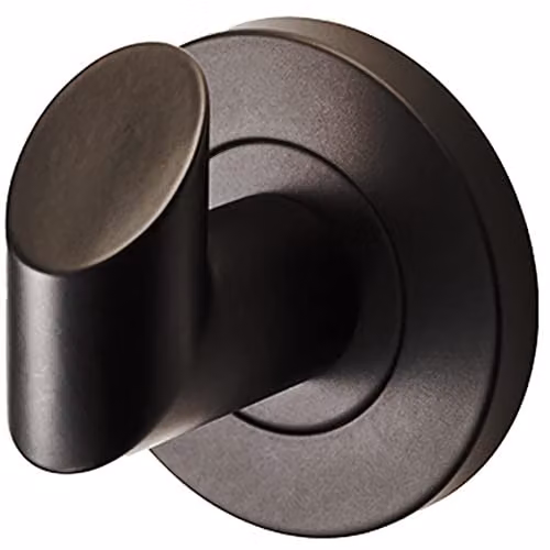 Loops Single Bathroom Robe Hook with Concealed Fix Rose in Matt Black, 44.5mm Projection – 1