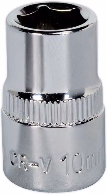 Loops 10mm Forged Steel Drive Socket with 3/8 inch Square Drive in Silver Chrome Vanadium – 1
