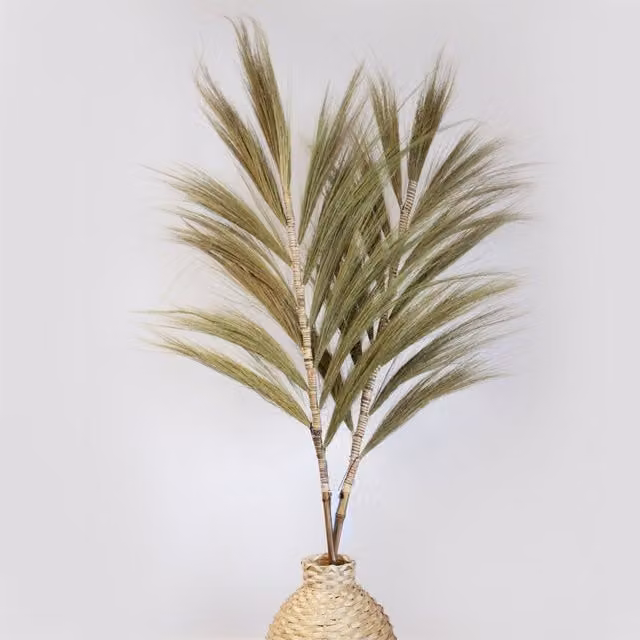 KDMK Handcrafted Bali Rayung Grass Pampas Display in Multicoloured Yellow and Beige