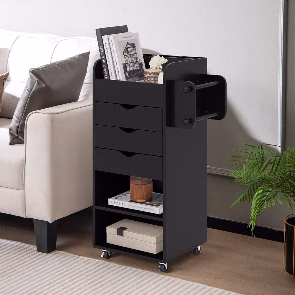 Ventryn Black Kitchen Storage Cart Rack Trolley on Wheels – 6
