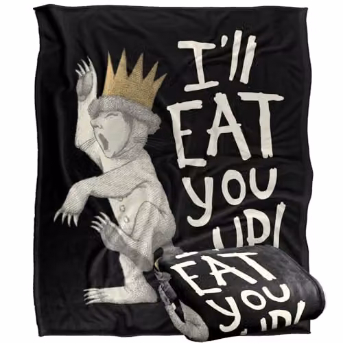 LOGOVISION Where The Wild Things Are Eat You Up Super Soft Fleece Throw Blanket, Multicolour, W: 152 cm, D: 127 cm