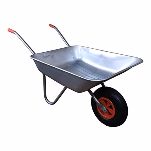 Samuel Alexander Heavy Duty Galvanised Metal Garden Wheelbarrow with Pneumatic Tyre, 65 Litre, 60kg Capacity, Silver – 3