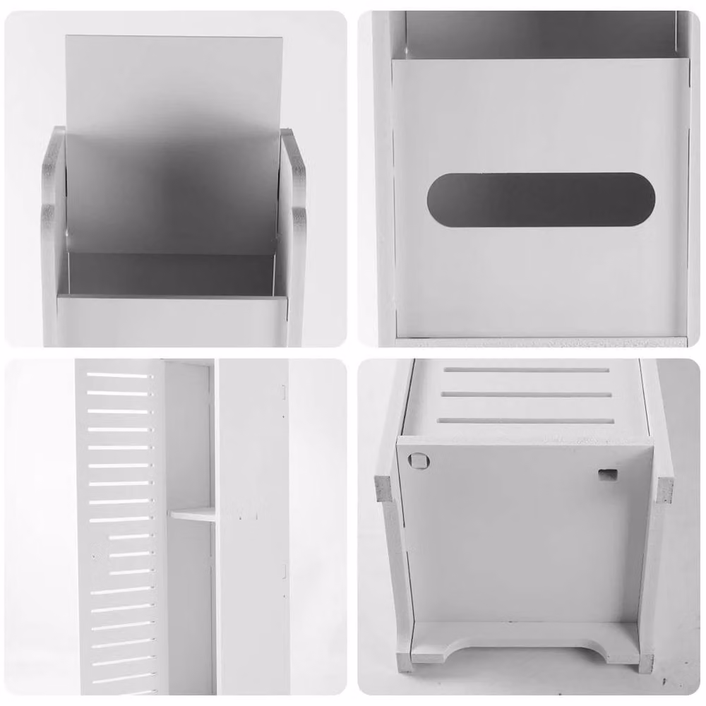KORVIXA White Corner Bathroom Storage Cabinet with Internal Shelves and Hinged Doors, W: 70 cm, H: 75 cm – 4