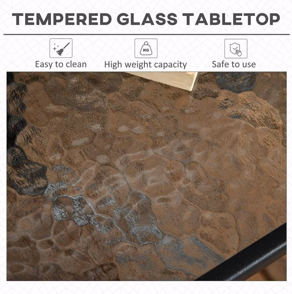STILVORA Modern Square Garden Dining Table with Glass Top and Umbrella Hole in Matt Black – 4