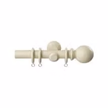 New Edge Blinds Wooden Pole Ball Finial Curtain Hanging Pole Set, Beige, Length: 180 cm