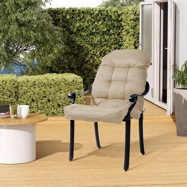 Livingandhome Waterproof Quilted Outdoor Chair Cushion in Beige and Brown, Width: 125 cm