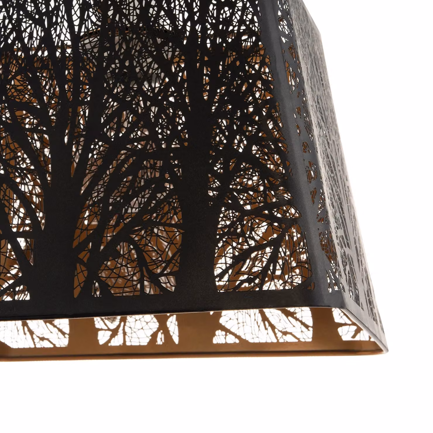 Happy Homewares Matte Black Tree Forest Pendant Lighting Shade with Satin Gold Inner – 4