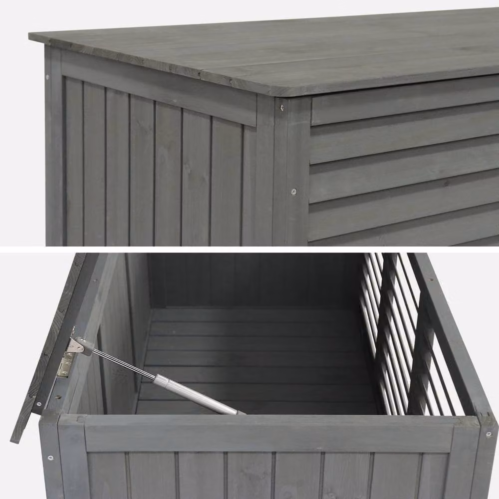 sweeek Grey Lacquered Wooden Storage Box with Soft Close Lid, 330L – 4
