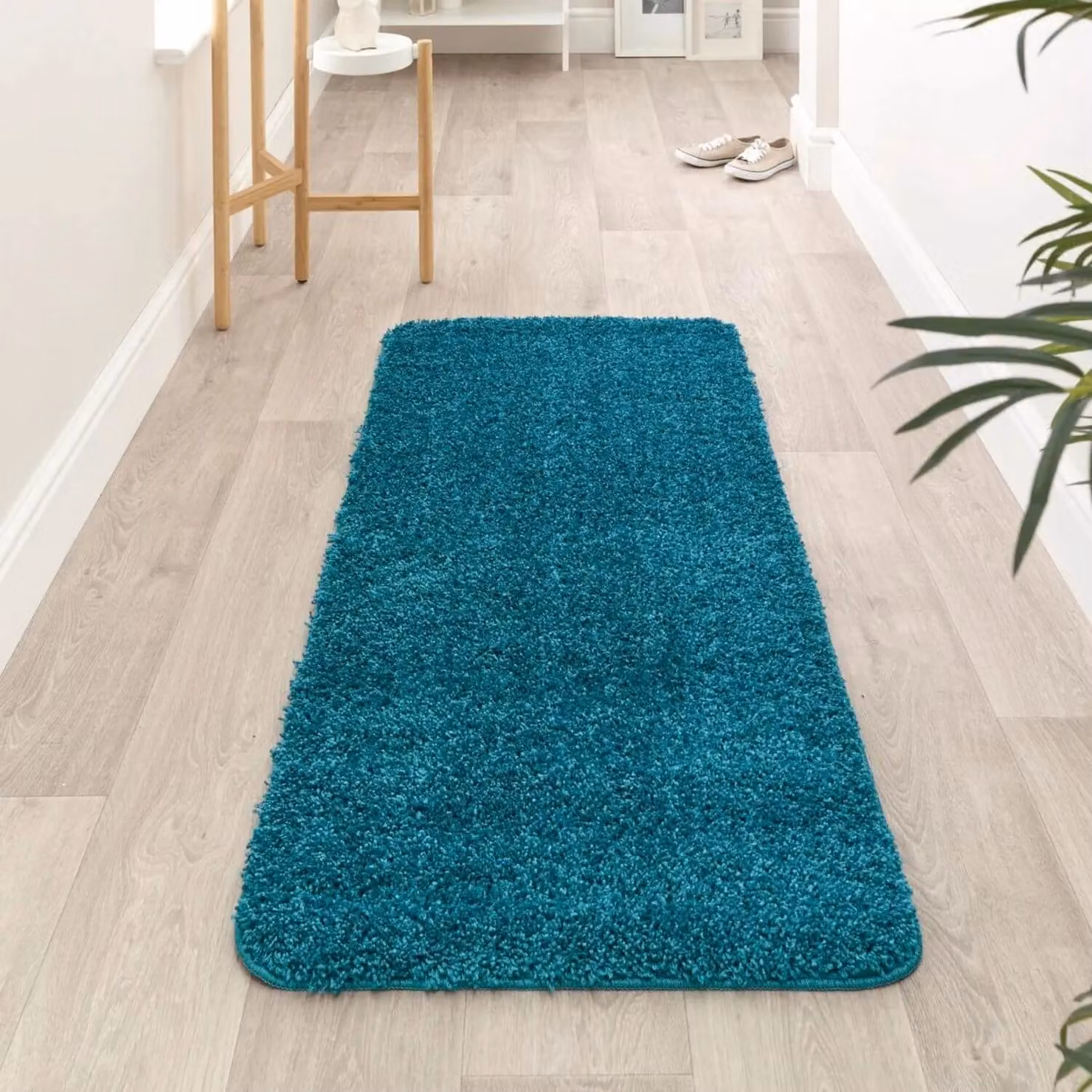 THE RUGS Washable Non-Slip Shaggy Rug in Petrol Teal, W: 67 cm, L: 200 cm – 4