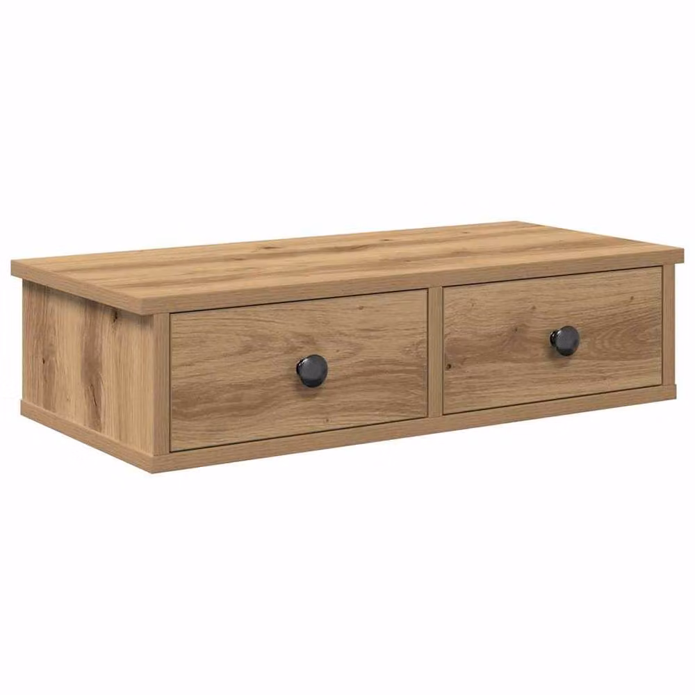 Berkfield Home Artisan Oak Wall Shelf with Drawers in Brown, W/D/H: 60 x 25 x 15 cm – 2
