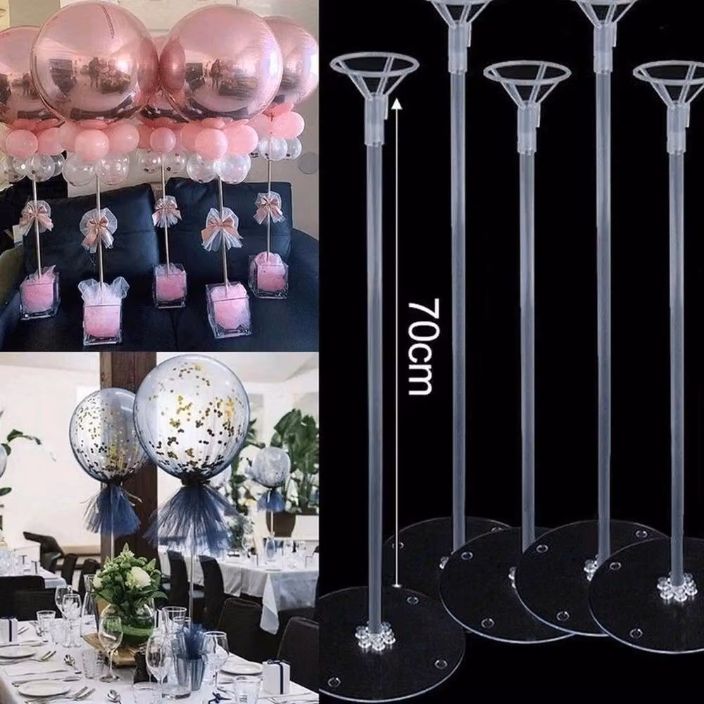 FLAVORA 10-Piece Reusable Tabletop Balloon Stand Kit in Transparent Plastic, H 100 cm x W 15 cm – 1