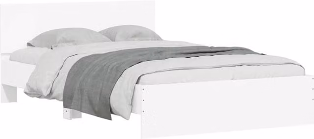 Berkfield Home Minimalist White Engineered Wood Bed Frame, W: 135 cm, D: 190 cm