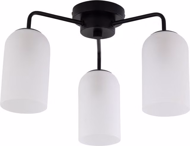 First Choice Lighting Victoria Black Semi Flush Ceiling Light with Glass Shade