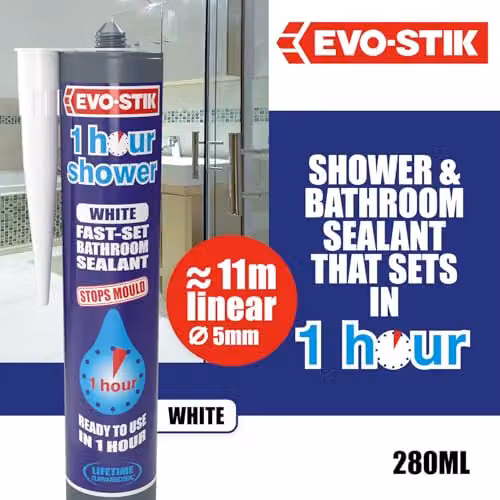 Pattex Rapid Setting Silicone Shower Sealant White 310ml – 2