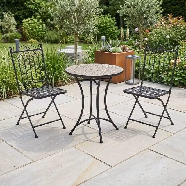 Garden Greatness Valence 2 Seater Mosaic Bistro Set in Multicolour and Black