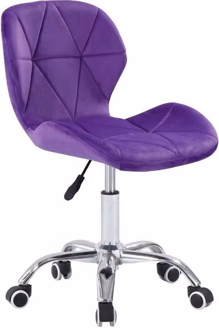 SPETLEK Purple Velvet Swivel Task Chair with Chrome Metal Legs for Home Office