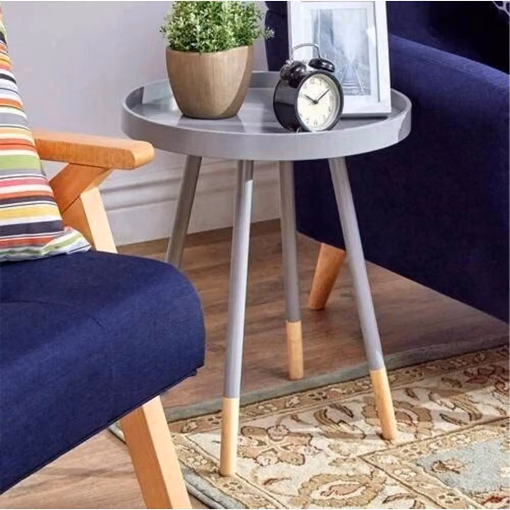 SPETLEK Round Tray Top Coffee Table with Spindle Legs in Grey – 2