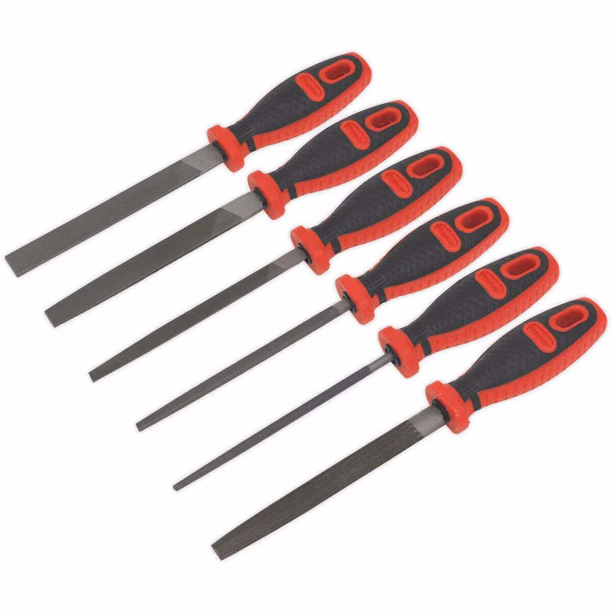 Loops Premium 6 Piece 150mm Engineers File Set in Multicolour with Comfort Grip and Double Cut Coarse Finish – 3