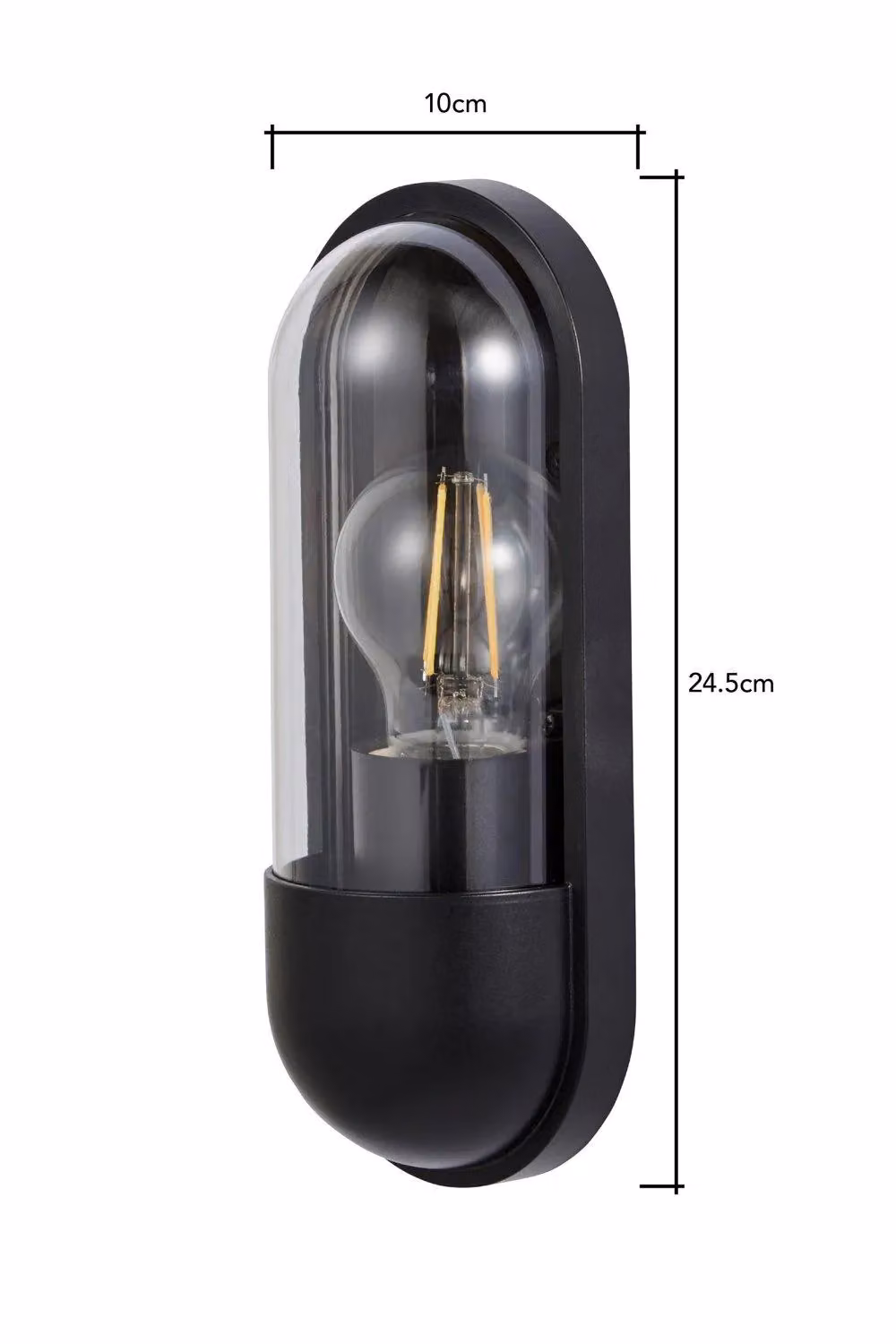 BHS Lighting Bolus Modern Black Metal Outdoor Wall Light with Transparent Glass Cylinder – 4