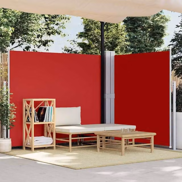 Berkfield Home Red Retractable Polyester Roller Side Awning W/D/H: 160 x 600 cm