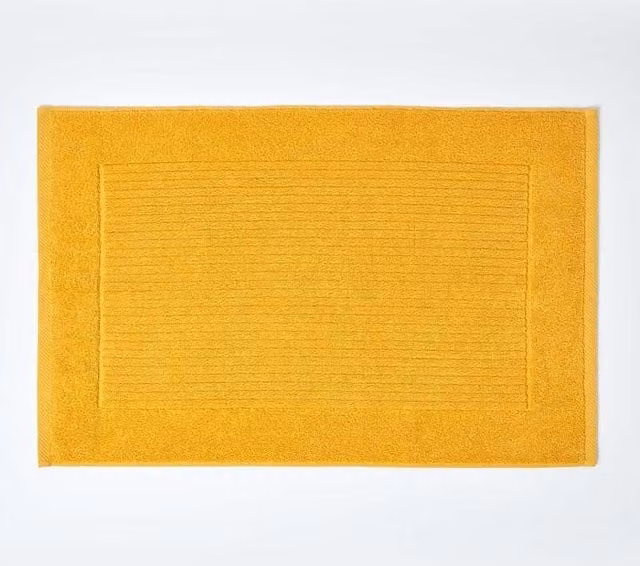 Homescapes Imperial Plain Cotton Bath Mat in Yellow, W/D/H: 50 x 80 cm