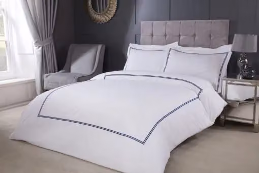 New Edge Blinds Carlton Embroidered Duvet Set in Blue, White or Grey, W/D/H: 200 x 200 cm – 2