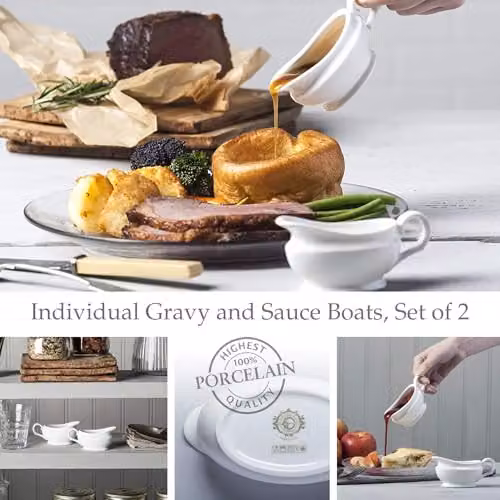 WM Bartleet & Sons 1750 Set of 2 White Porcelain Drip-Free Gravy and Sauce Boats, 90ml each – 3