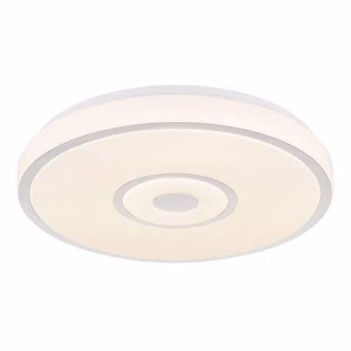Globo Lighting Modern Round LED Ceiling Light in White and Chrome, 24W, 1400 lm, Diameter: 38 cm, Height: 6.5 cm – 1