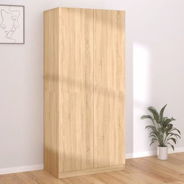 Berkfield Home Sonoma Oak Wardrobe in Brown, W/D/H: 90 x 52 x 200 cm