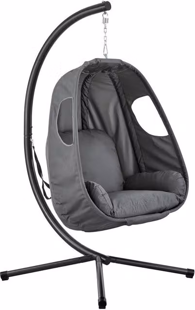 LIVIVO Grey Hanging Swing Chair with Foldable Rattan and Metal Design
